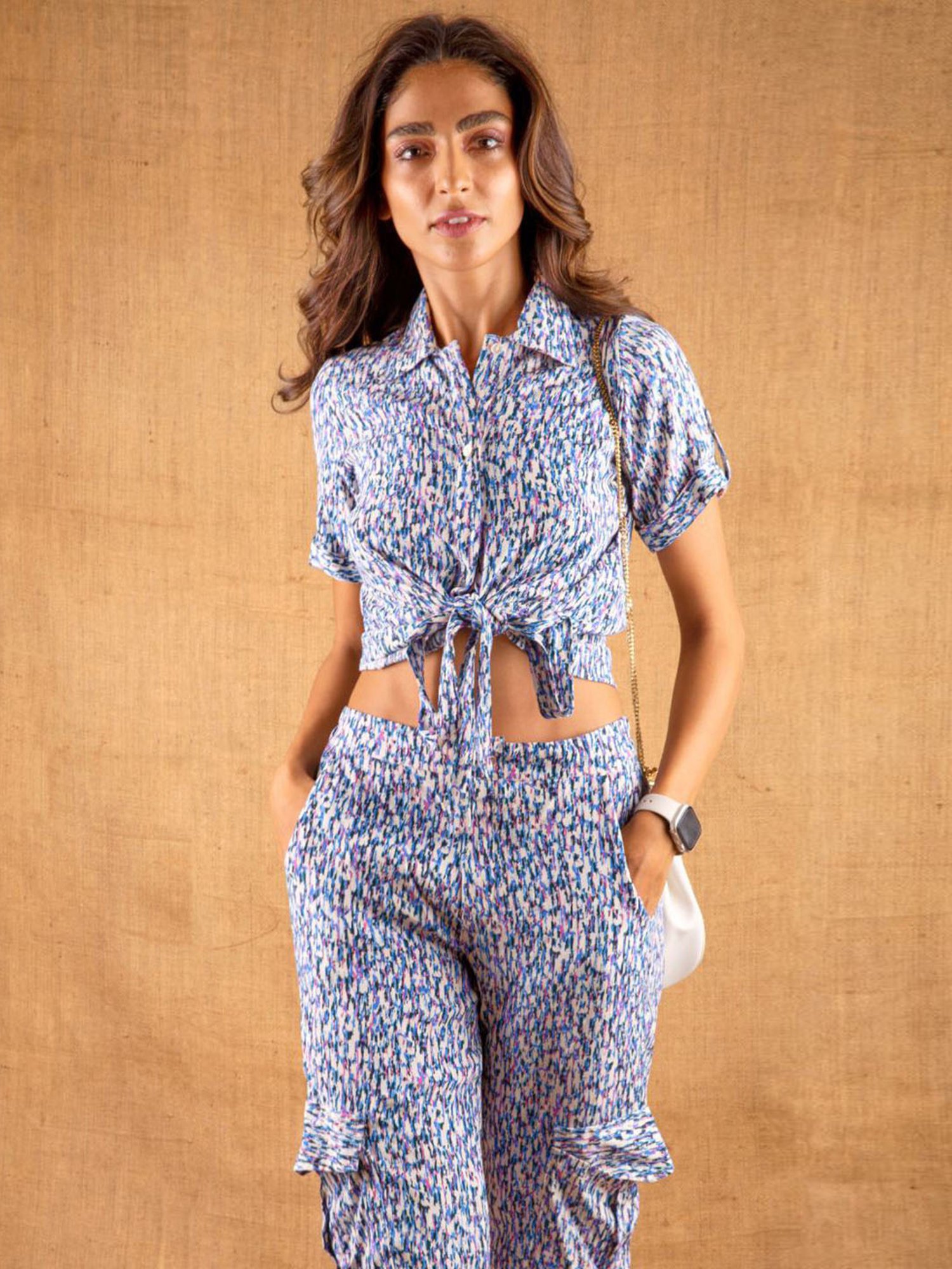 Dusk Attire Blue Kelsea Tie-up Co-ord Set