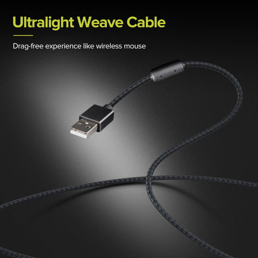 DELUX 58G(2.05 OZ) Wired Lightweight Gaming Mouse, with PAW3327 12400DPI, Ultralight Weave Cable, 6 Programmable Buttons and RGB Light, Ambidextrous Mice for Claw and Finger Grip(M800BU(3327)(Black))