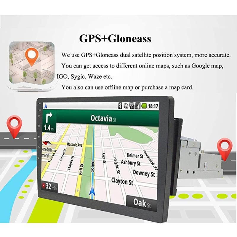 91 10 Inch Touch Screen 1 Din Single DIN Car Multimedia Radio GPS Navigation inDash Car Stereo MP5 Player Autoradio with WiFi Bluetooth USB OBD 1006 2G RAM+32G ROM