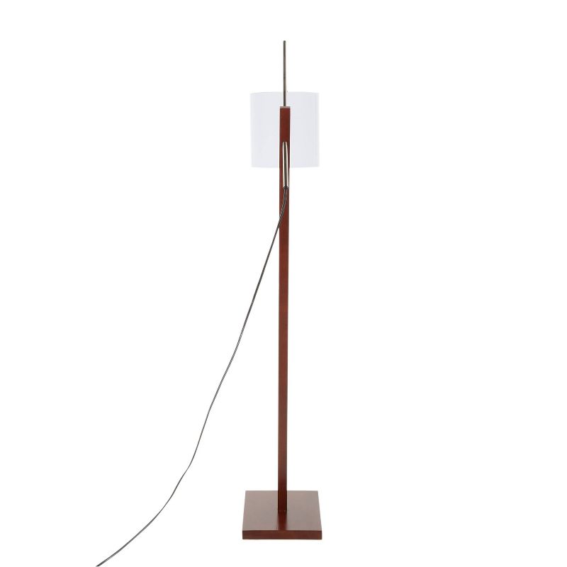 Arturo Contemporary Floor Lamp with Walnut Wood and Fabric Shade White (Includes LED Light Bulb) - LumiSource