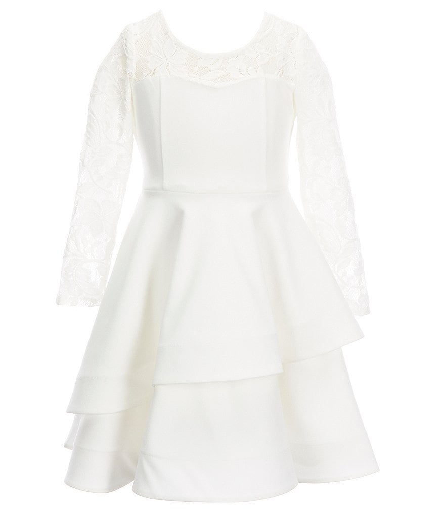 Us Angels Big Girls 6-14 Cap-Sleeve Lace Beaded Mesh Communion Dress
