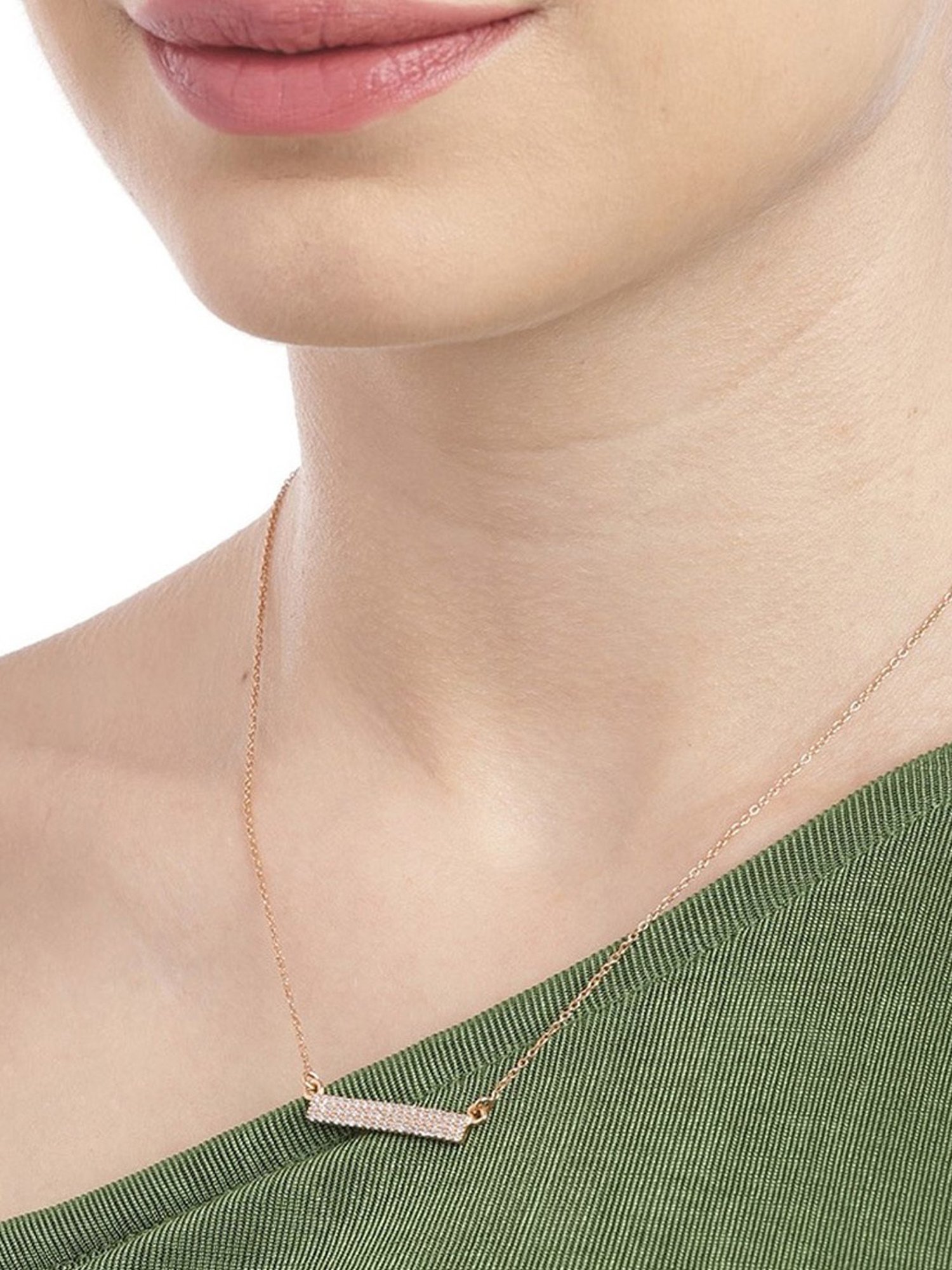 Zavya 92.5 Sterling Silver Necklace in Rose Gold-Plating