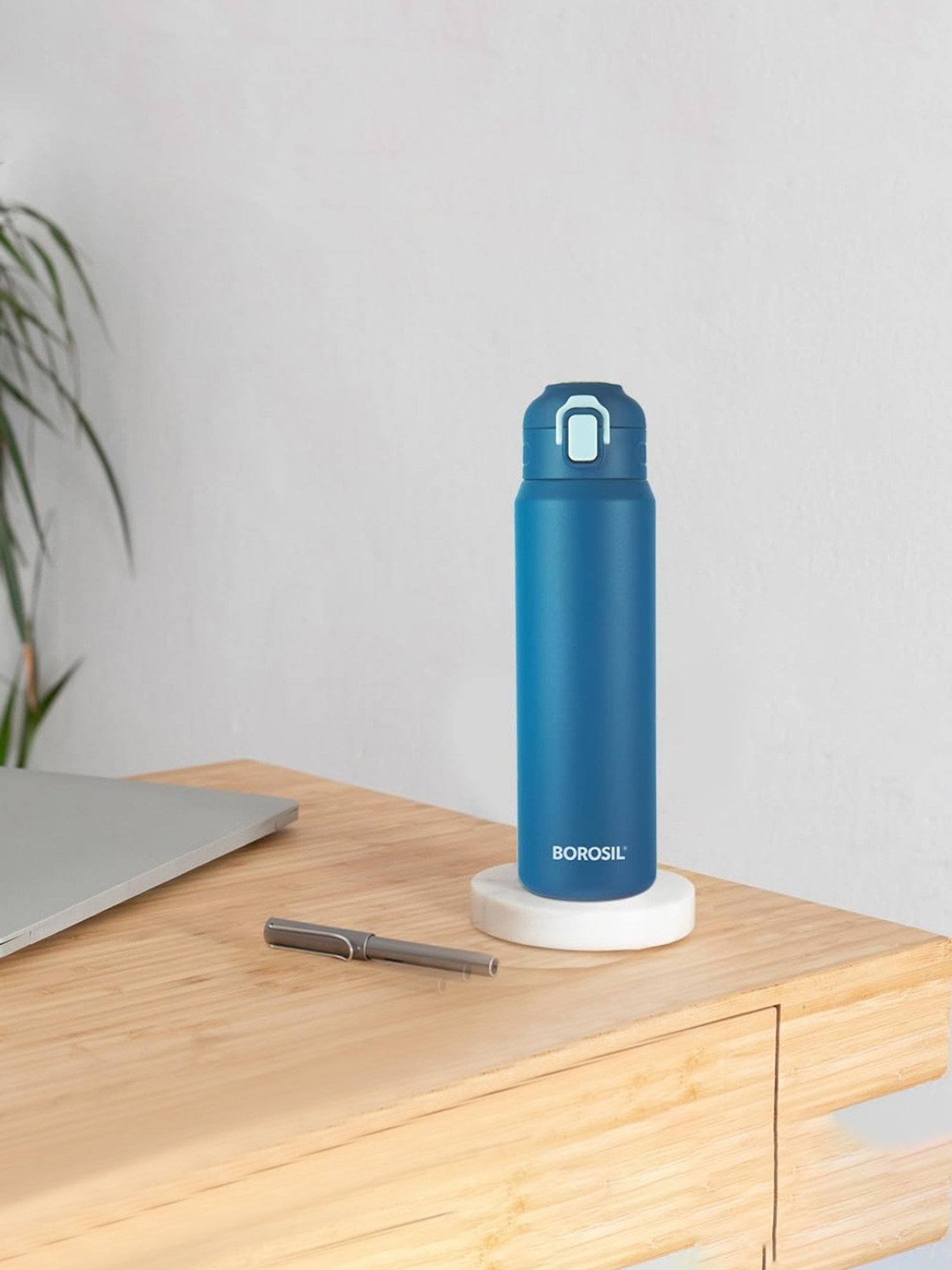 Borosil Blue Stainless Steel Double Wall Vaccum Insulated Water Bottles (800ml)