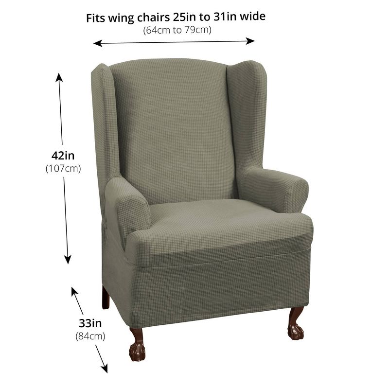 Reeves Wing Chair Stretch Slipcover Deep Sage - Zenna Home