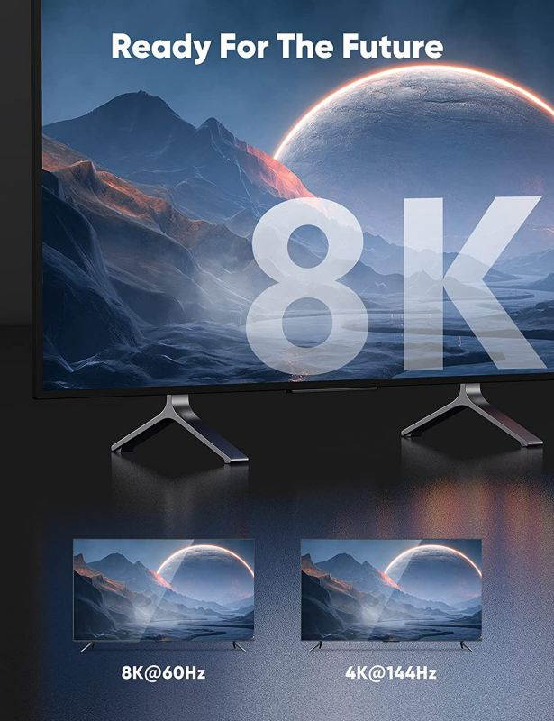 8k DisplayPort Cable 1.4 Capshi 3ft Nylon Braided DP Cable (8K@60Hz4K@144Hz 1080P@240Hz) Ultra High Speed DisplayPort to DisplayPort Cable 32.4Gbps and HBR3 for PC Laptop HDTV-Grey