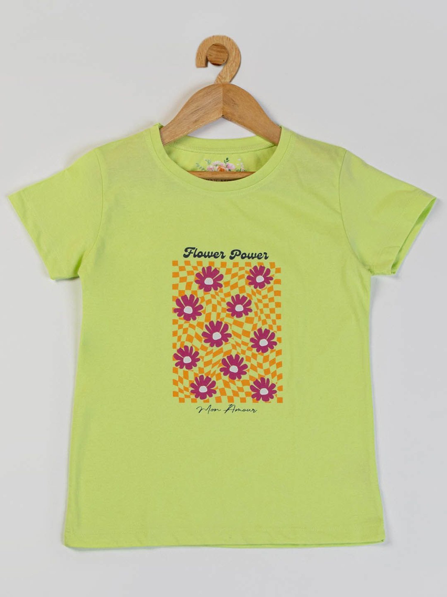 NINS MODA Girls Green Printed T-Shirt with Shorts