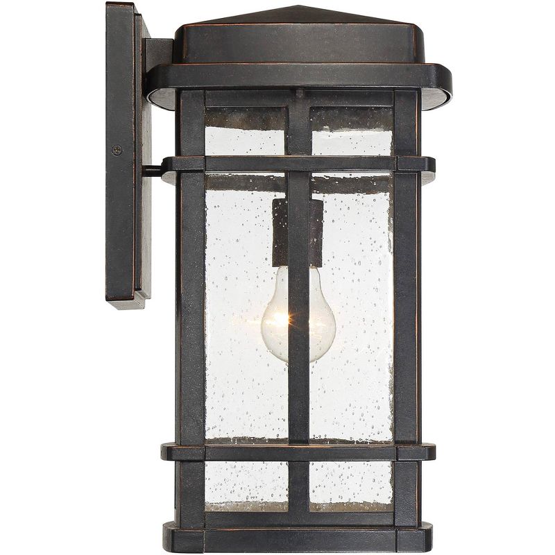 John Timberland Mission Outdoor Wall Light Fixture Oil Rubbed Bronze 16" Clear Seedy Glass for Exterior House Porch Patio Deck