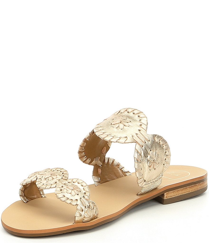 Jack Rogers Lauren Whipstitch Detail Slide Sandals