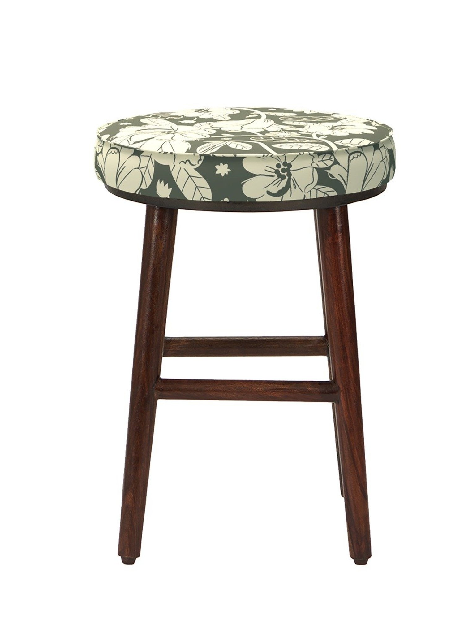 Chumbak English Garden Floral Grey Wood Cafe Stool