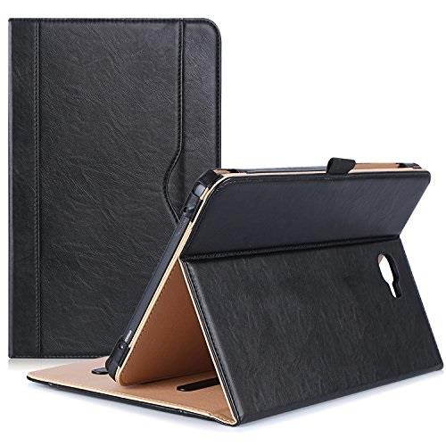 procase samsung galaxy tab a 10.1 case  stand folio case cover for galaxy tab a 10.1" tablet smt580 t585 t587 no s pen version, with multiple viewing angles, document card pocket  black