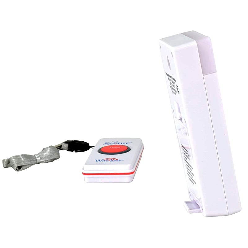 SWCB1S Wireless Slimline Pager + 1 Nurse Call Button Patient SOS Help Pendant Call Button and Caregiver Pager Nurse Alert System 500+ Ft Range 1 Transmitter Set