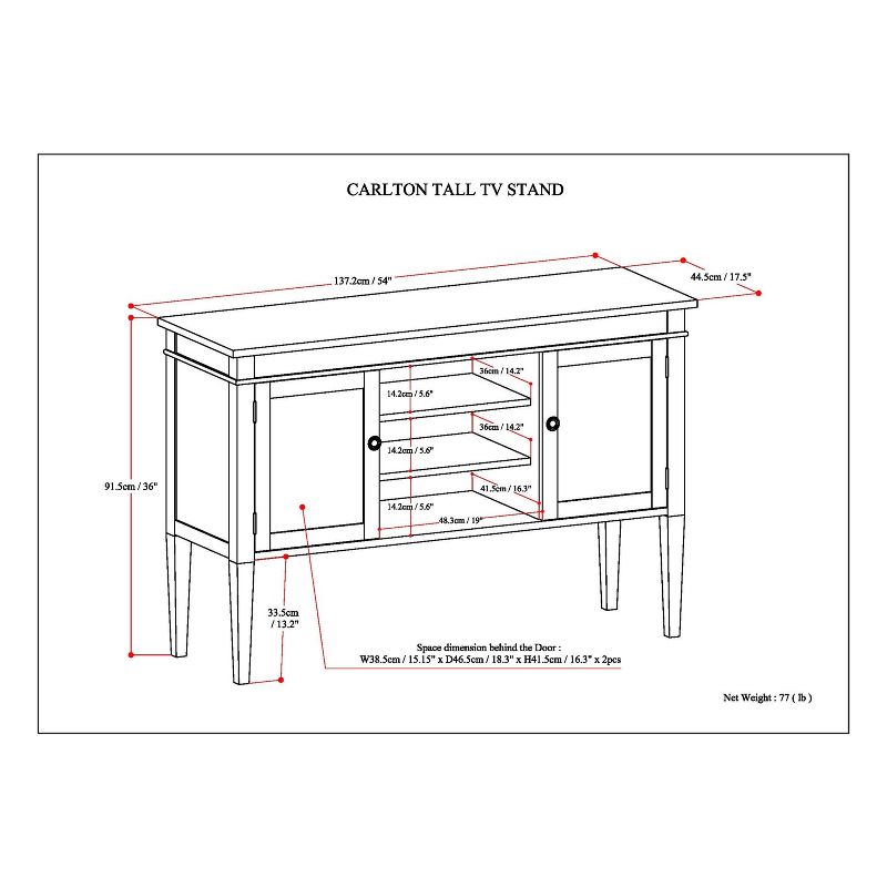 54" Tall Sterling Solid Wood TV Stand Tobacco Brown - WyndenHall