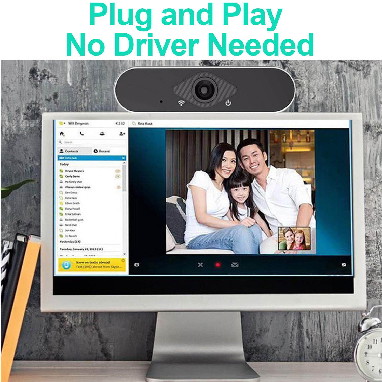 Webcam with Microphone, 1080P Full HD USB Web Camera for Computers PC Laptop Desktop Video Calling,Conferencing, Supports Windows/Mac/Android/Linux System