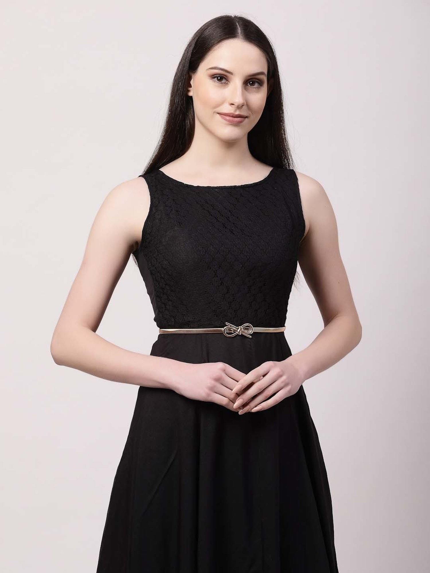 NVR Circular Gold Plated Stretchable Metal Belt for Women