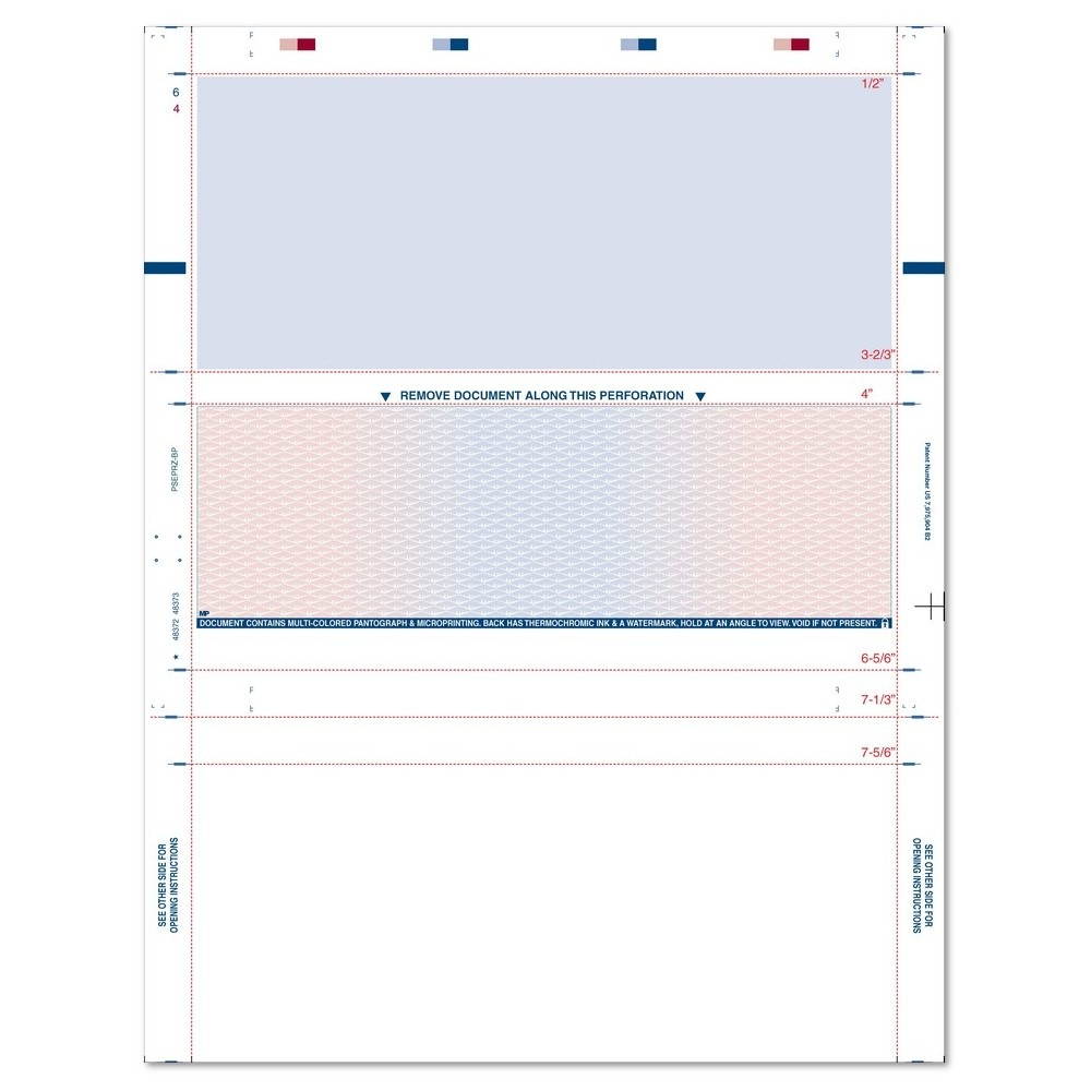 8-1/2" x 11" Z Fold Check Prismatic Blue & Red (Box of 2000)