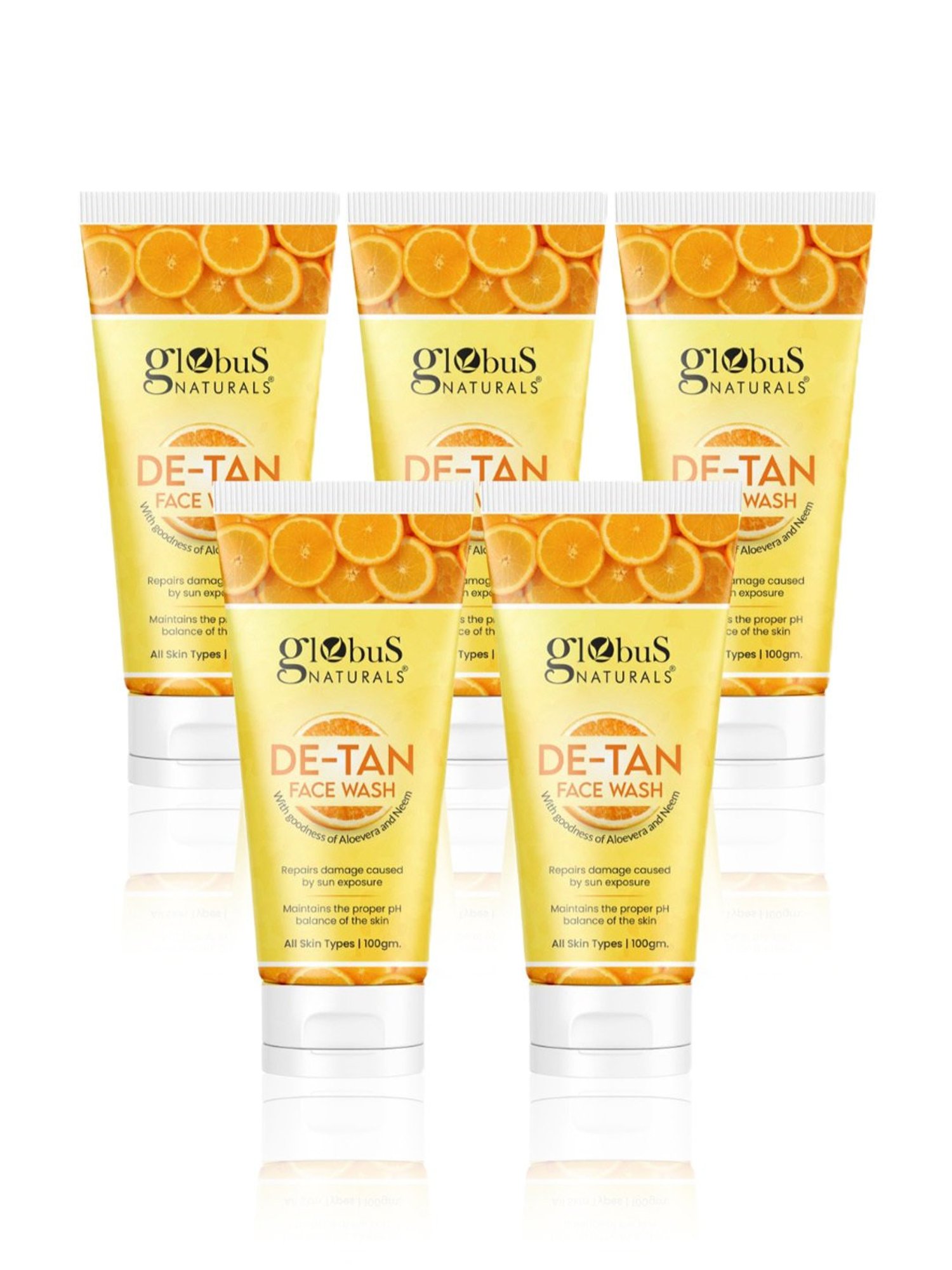 Globus Naturals De-Tan Face Wash - Pack of 5