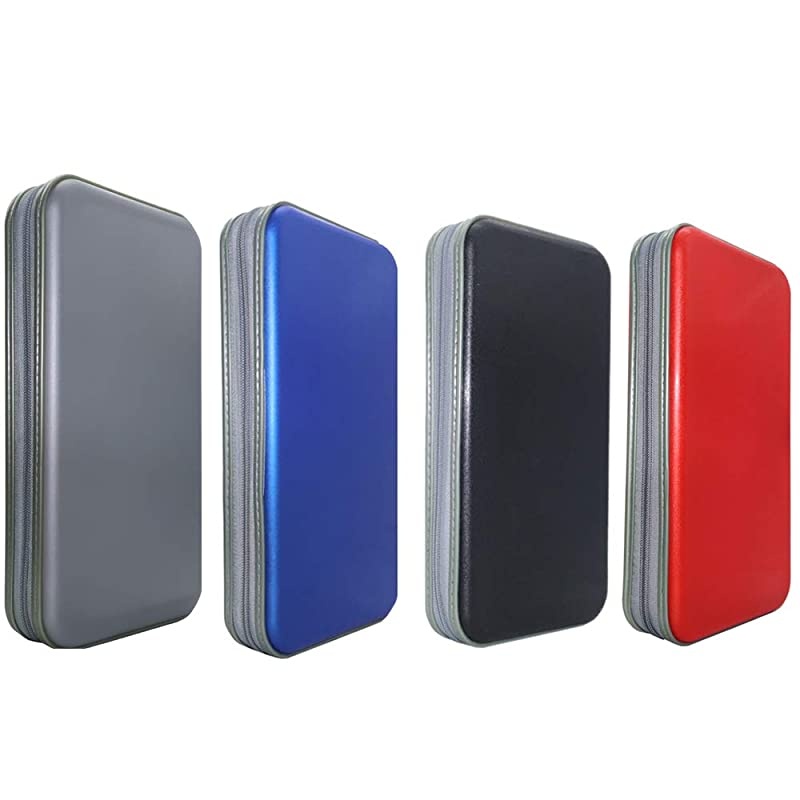 CD Case 80 Capacity DVD Storage DVD Case Holder VCD Wallet Organizer Protective Hard Plastic Portable Case Cover Blue