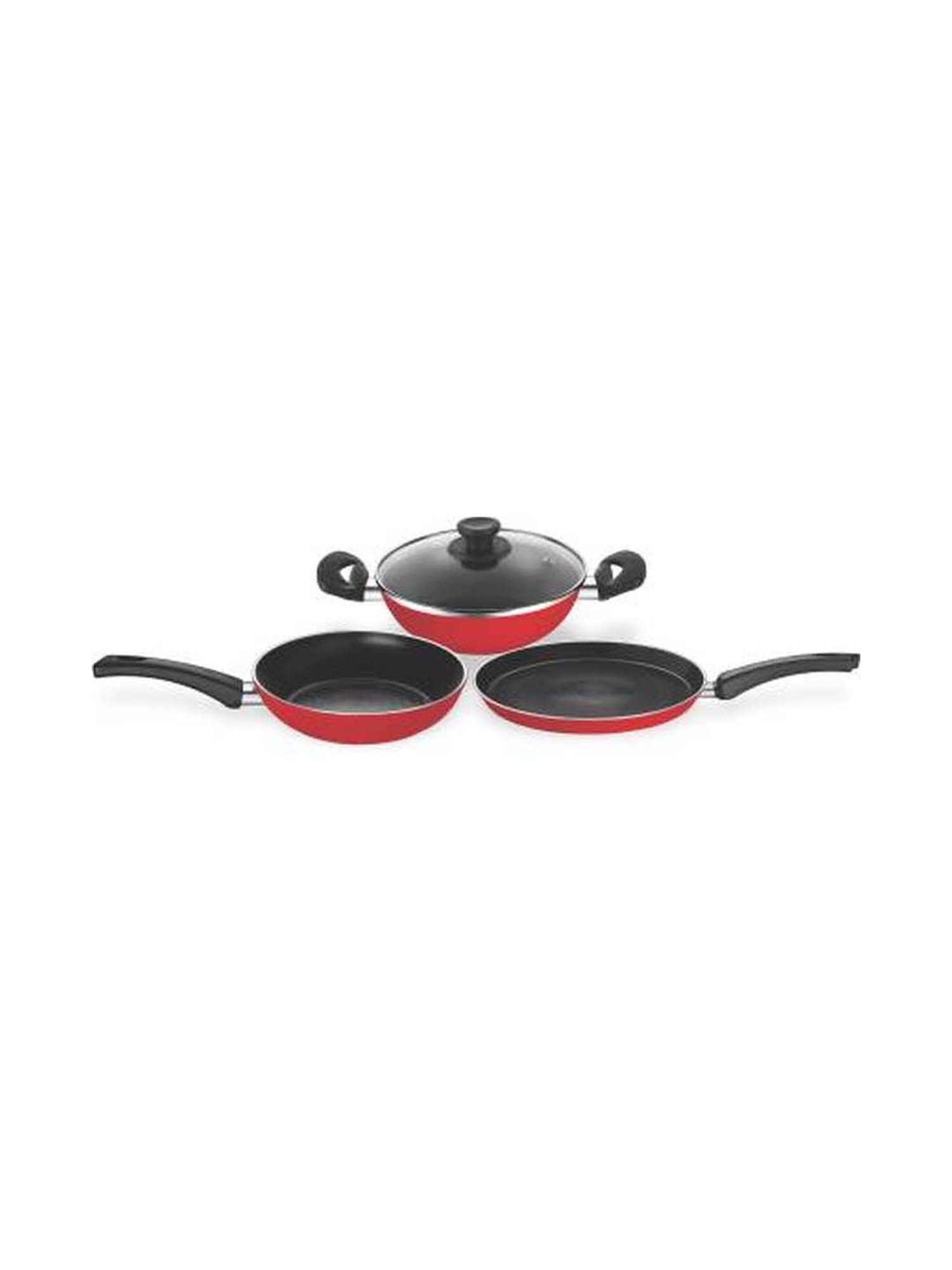 Pigeon Red & Silver Aluminium Non-Stick Cookware Set