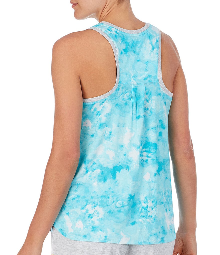 Peanuts Tie-Dye Print Joe Cool & Woodstock #double;Beach Buds#double; Screen Print Jersey Knit Sleep Tank