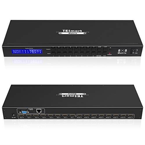 TESmart 8x8 Matrix Switcher Ultra HD 4K HDMI, Rack Mount, 4Kx2K@30HZ, 1080P@60Hz, 3D&Deep Color, LAN Port Control, HDMI 1.4