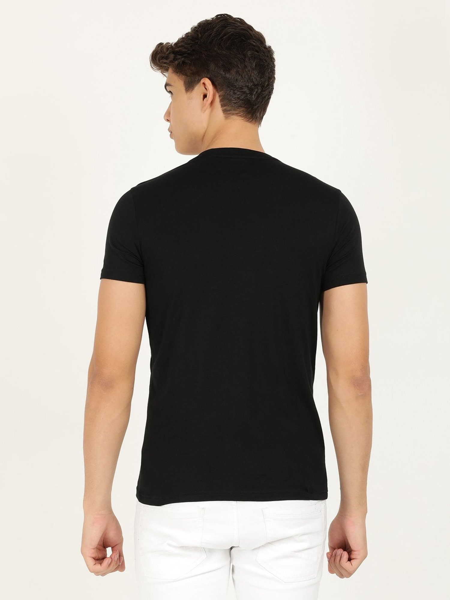 Wrangler Jet Black Cotton Regular Fit Printed T-Shirt