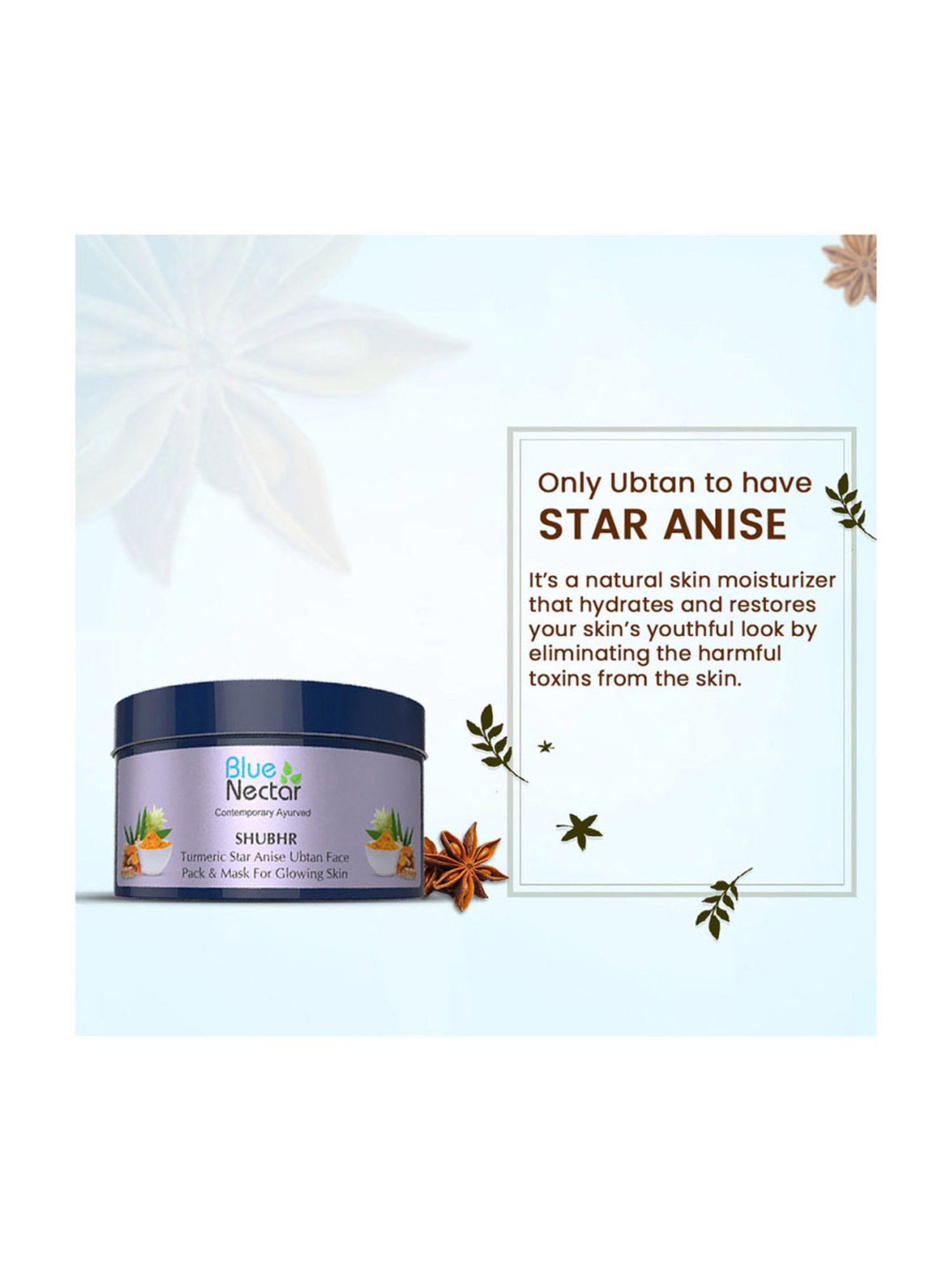 Blue Nectar Turmeric Star Anise Ubtan Face Pack & Mask - 100 gm