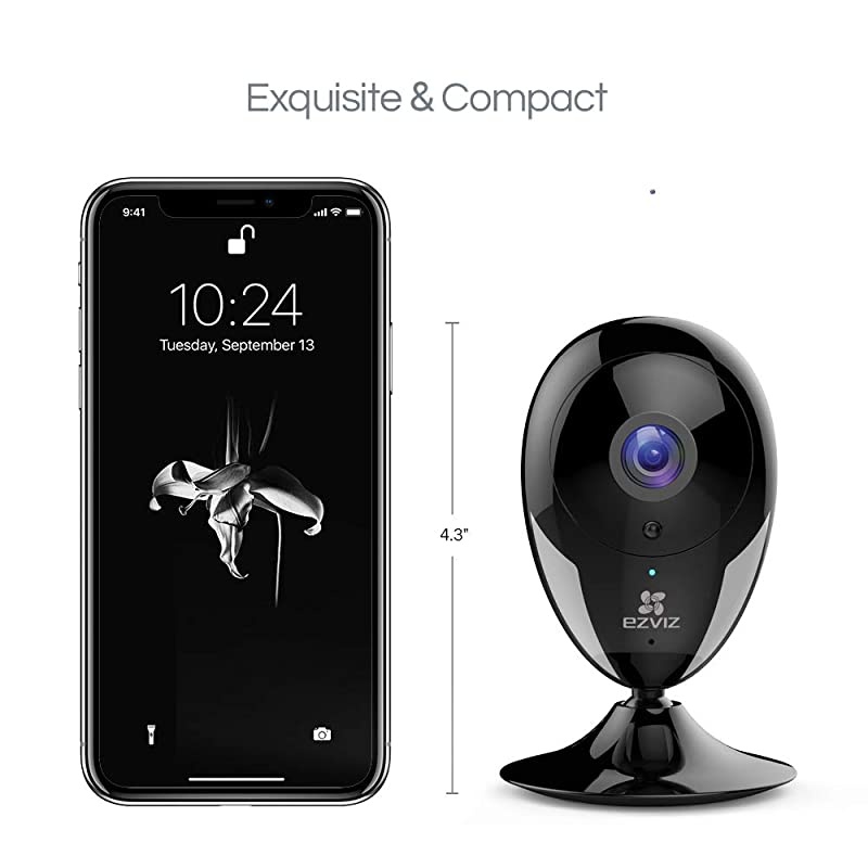 Indoor Security Camera 1080P, Motion Alert, Night Vision, Baby/Pet/Elder Monitoring 135&deg; Wide Angle, 2-Way Audio, Works with Alexa Google (CTQ2C-BK)