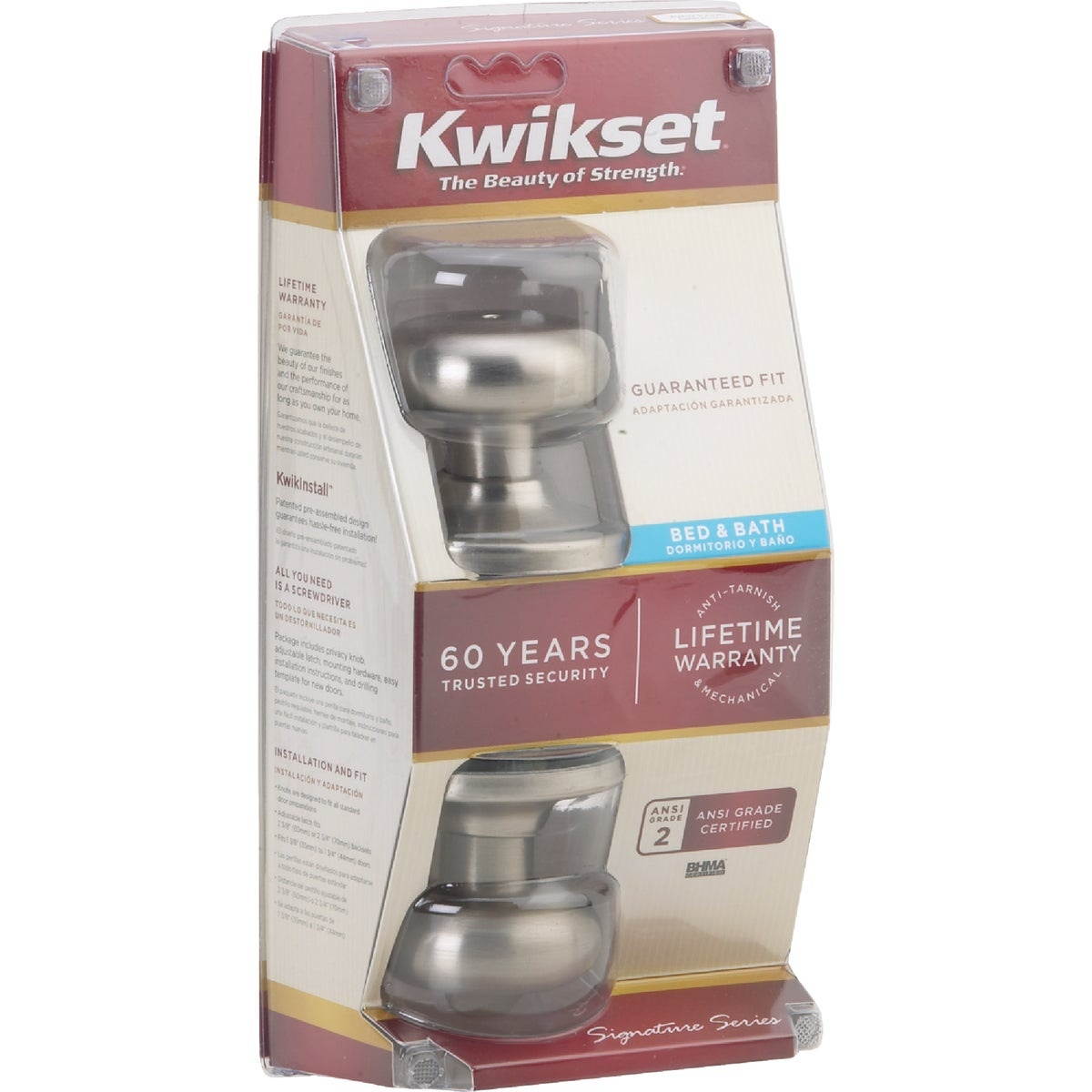 Kwikset Signature Series Satin Nickel Bed & Bath Door Knob 730J 15 CP