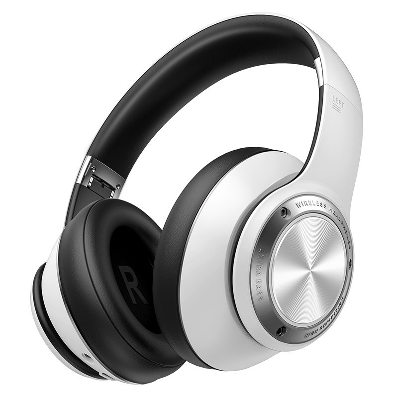 Picun B27 bluetooth 5.0 Headphones Gaming Low Latency Active Noise Cancelling On-Ear&Over-Ear Headphones Wireless Headset USB Fast Charging With HiFi Deep Bass-white+silver
