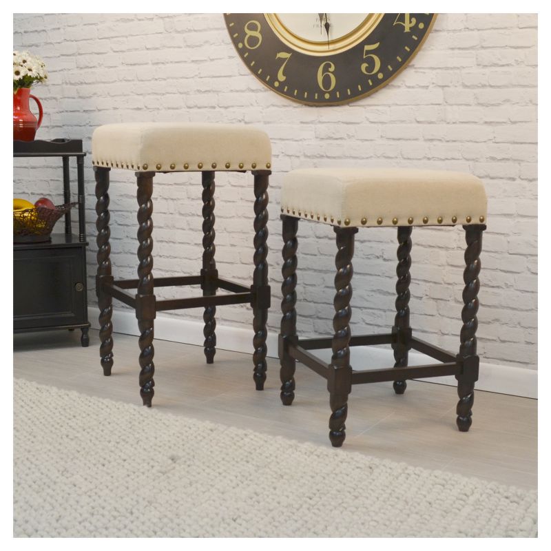 30" Cadmus Barstool Espresso/Linen - Carolina Chair & Table