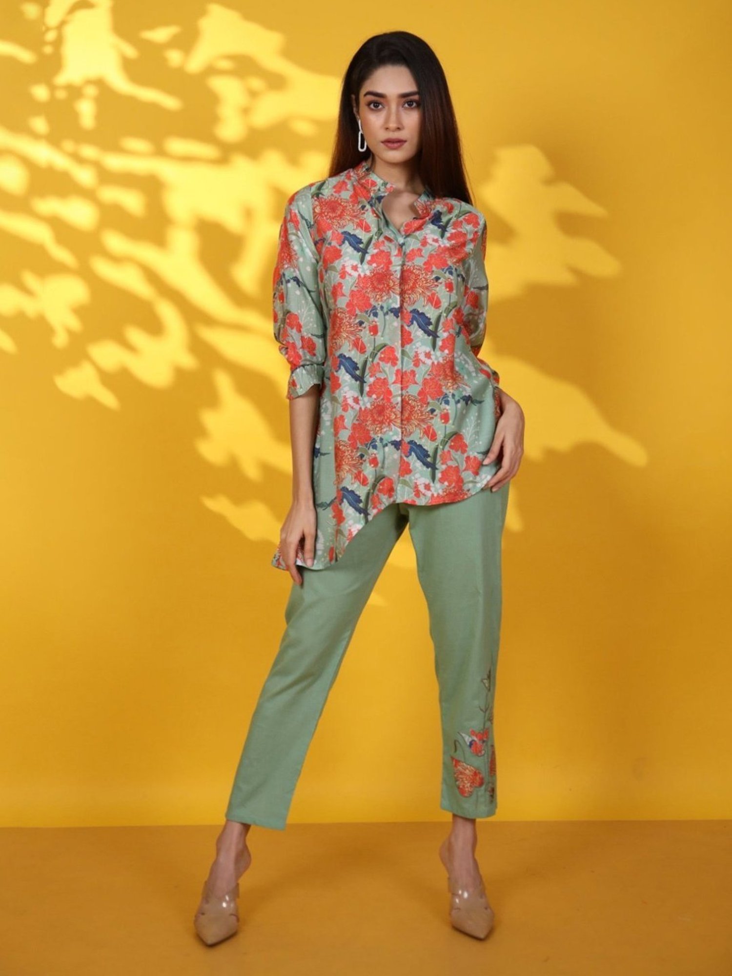 Autumnlane Urfi Green Pine Top with Pant Co-ord Set