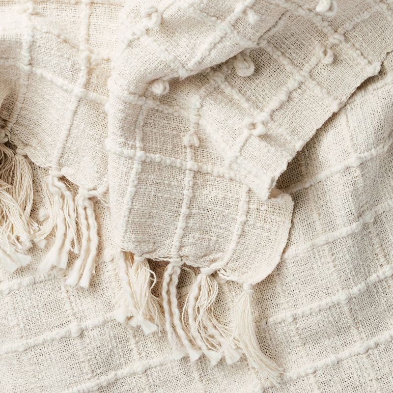 Woven Cotton Plaid Throw Blanket Cream - Threshold™ designed with Studio McGee
