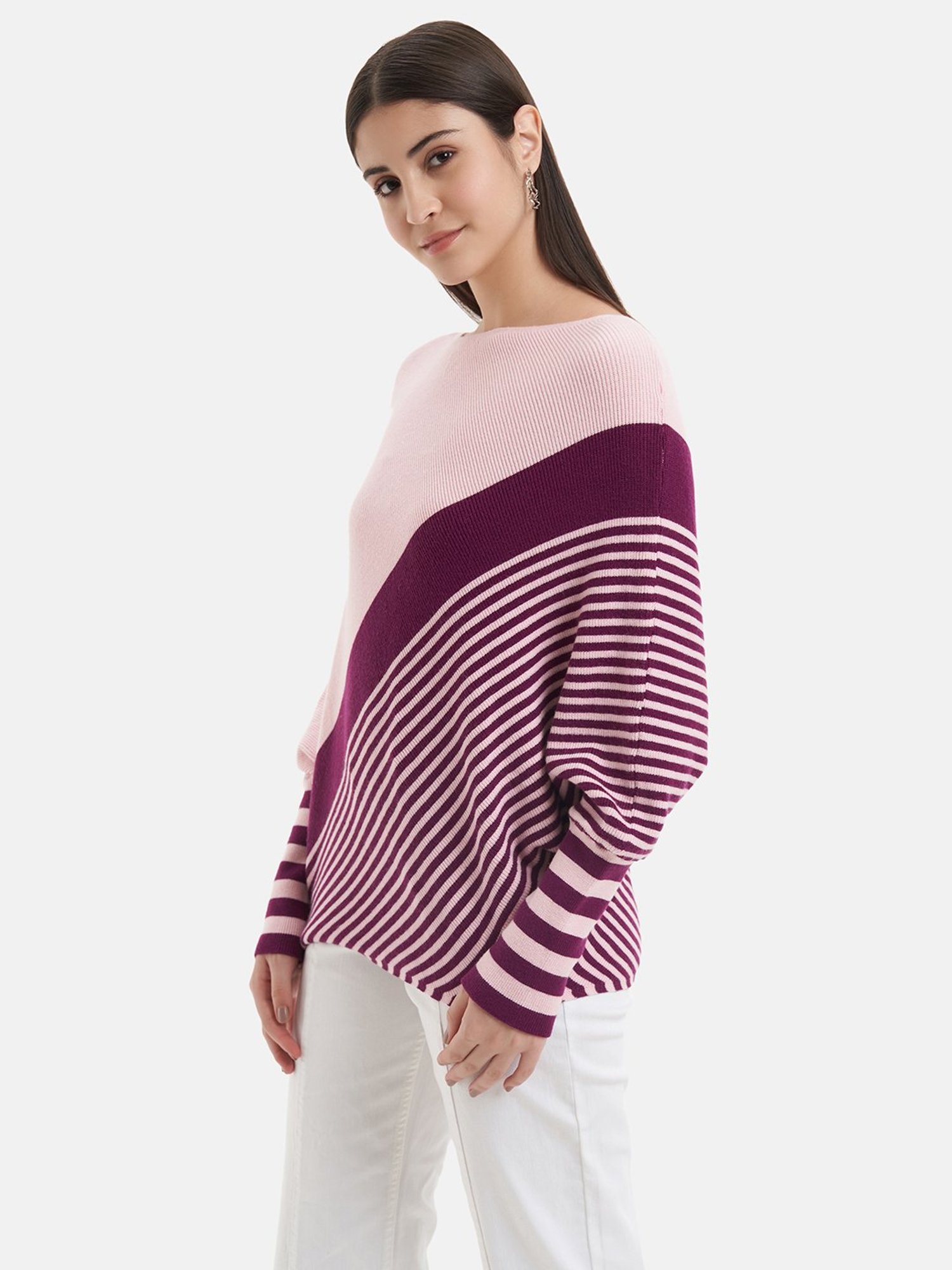 Kazo Pink & Purple Color-Block Pullover