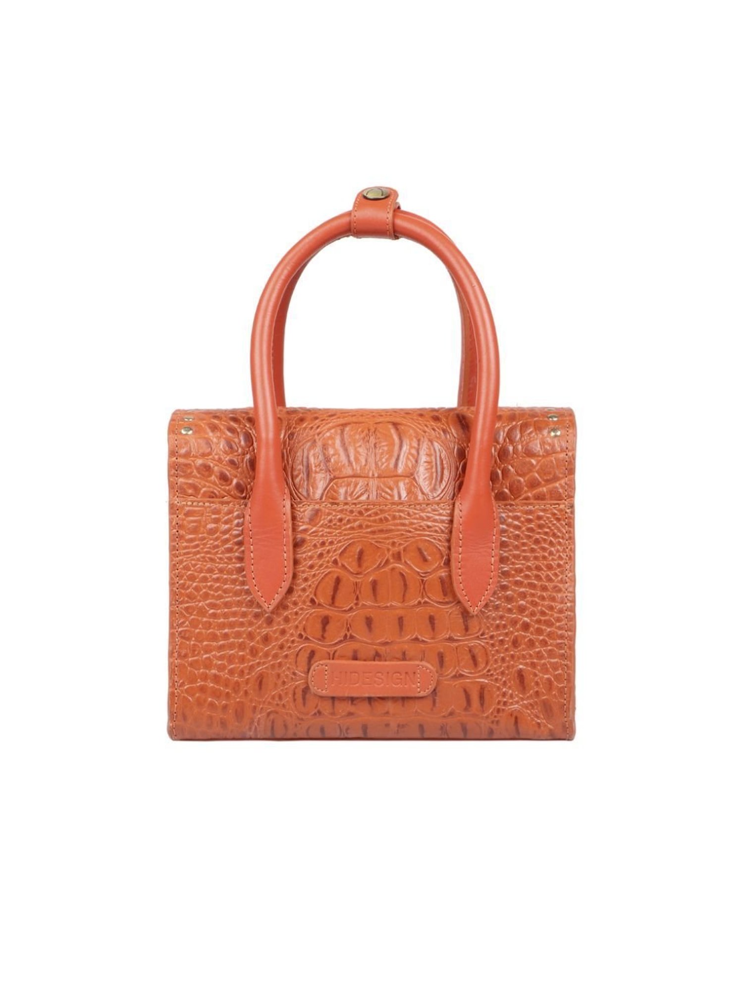 Hidesign Rockstar Punk Orange Rivets Medium Handbag