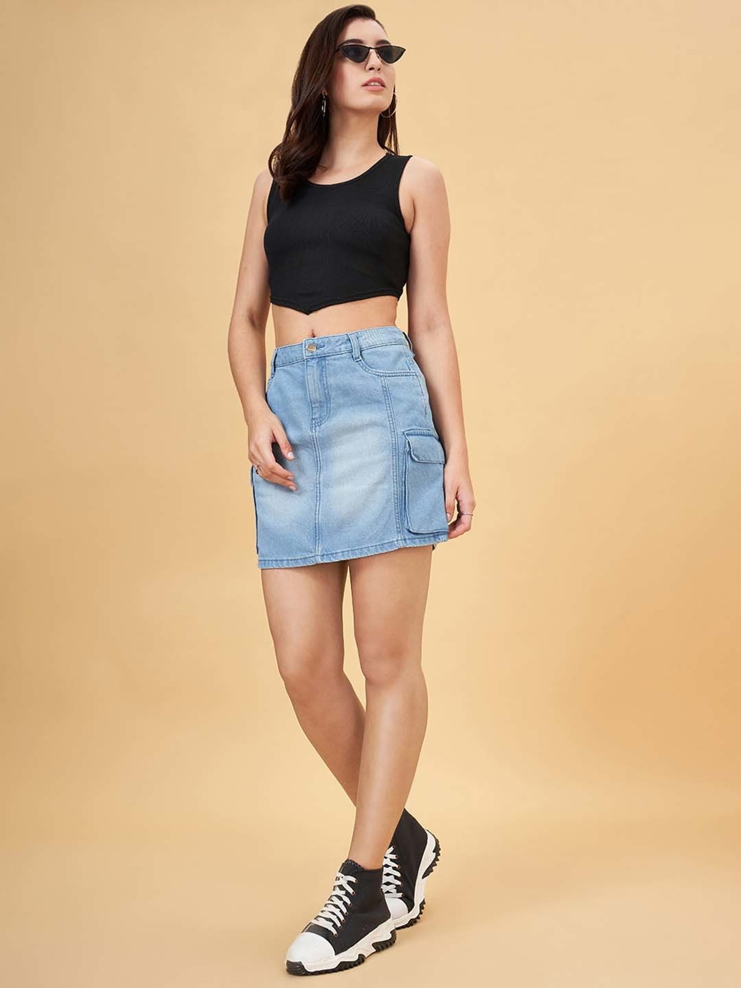 SF Jeans by Pantaloons Blue Cotton Bodycon Skirt