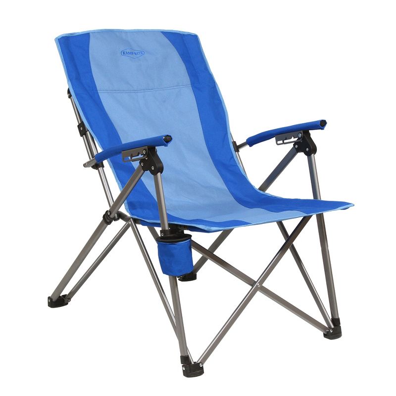 Kamp-Rite KAMPCC136 3 Position Reclining Hard Arm Outdoor Camping Folding Chair with Swing Away Cupholders, 2 Tone Blue