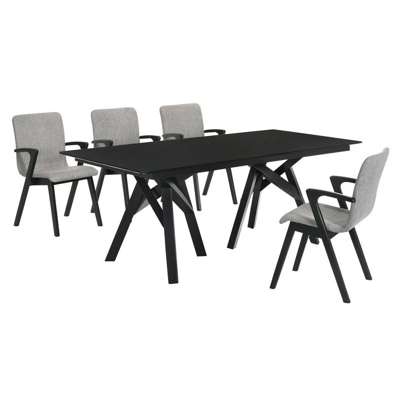 5pc Cortina and Varde Rectangular Dining Set Black - Armen Living