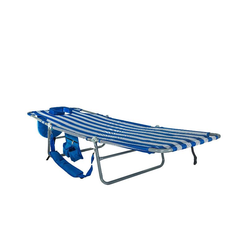 Ostrich DCHS-1002S Deluxe Outdoor Beach Chaise Lounge with Large Storage Bag, Blue Stripped