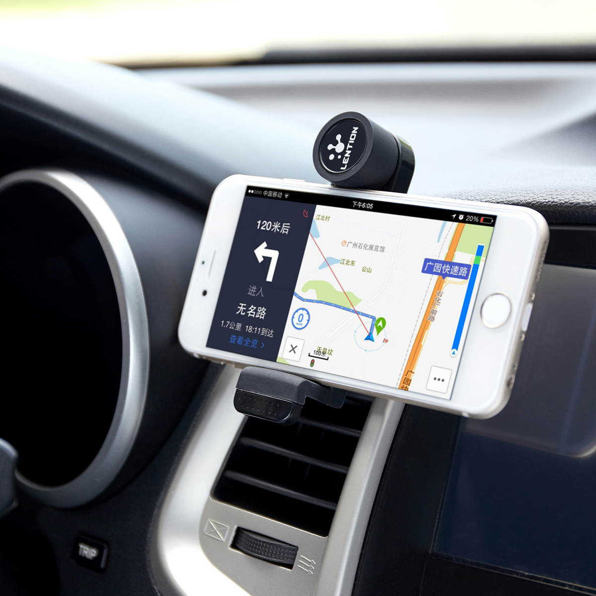 LENTION Air Vent Phone Holder, Mobile Clip Stand Car Mount for 3.5 Inch - 6 Inch iPhone, iPod, Smart Phone, PSP, GPS - Red