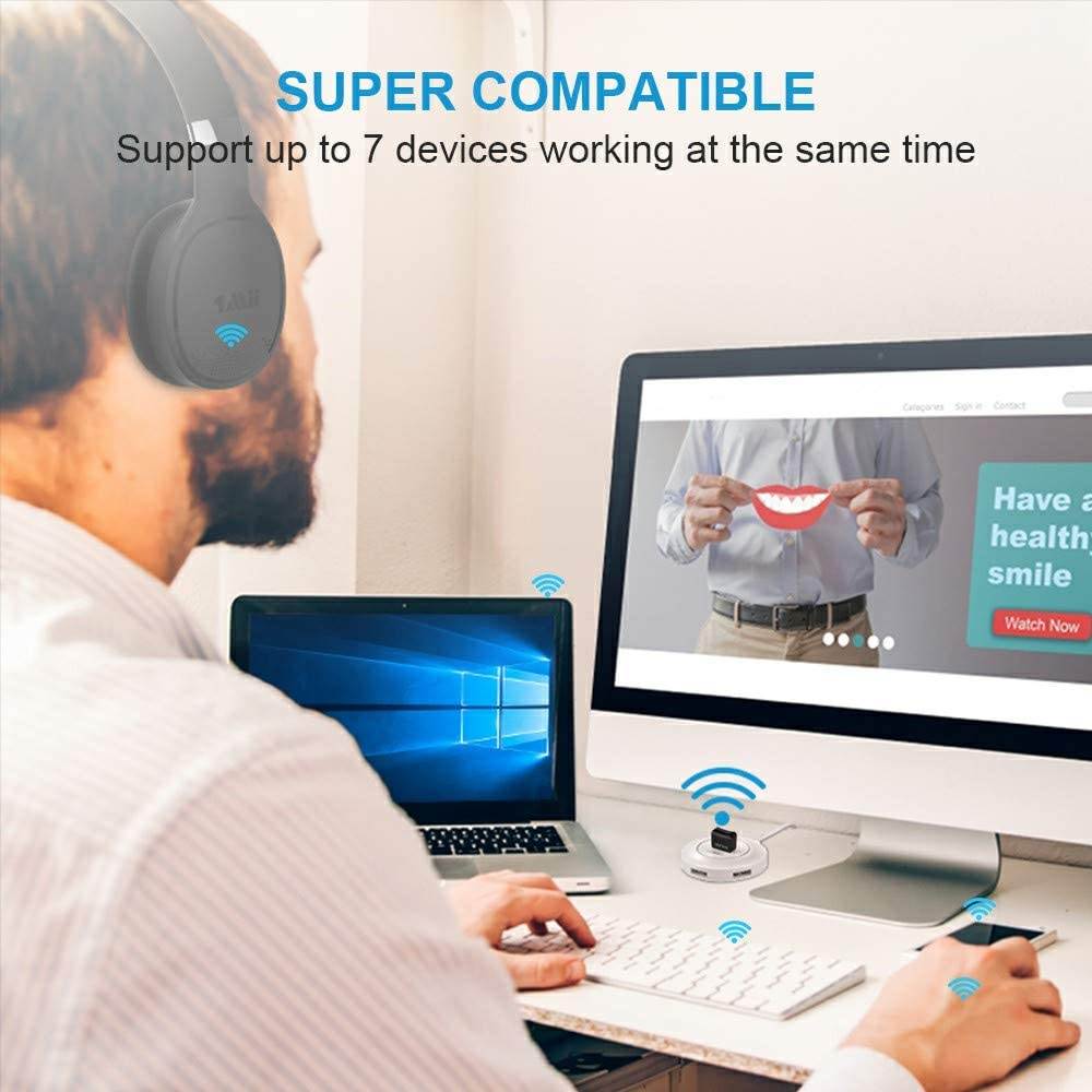 Bluetooth Adapter for PC, USB Bluetooth Adapter, Bluetooth 5.0 EDR USB Bluetooth Receiver for Stereo Headphones, Keyboard, Mouse, Laptop Windows 10,8,7 Compatible