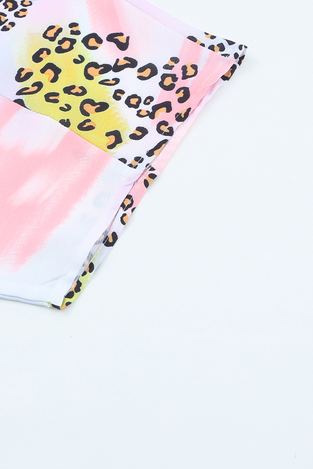 One World Apparel Jacquard Square Neck Short Sleeve Ivory Multi Floral Print Top