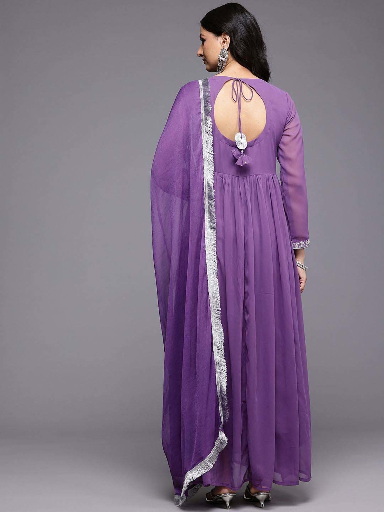 Varanga Lavender Embroidered Anarkali Kurta with Dupatta