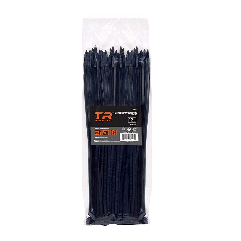 Multi-Purpose UV Resistant Black Cable Ties, 12 inches, 100 Pack