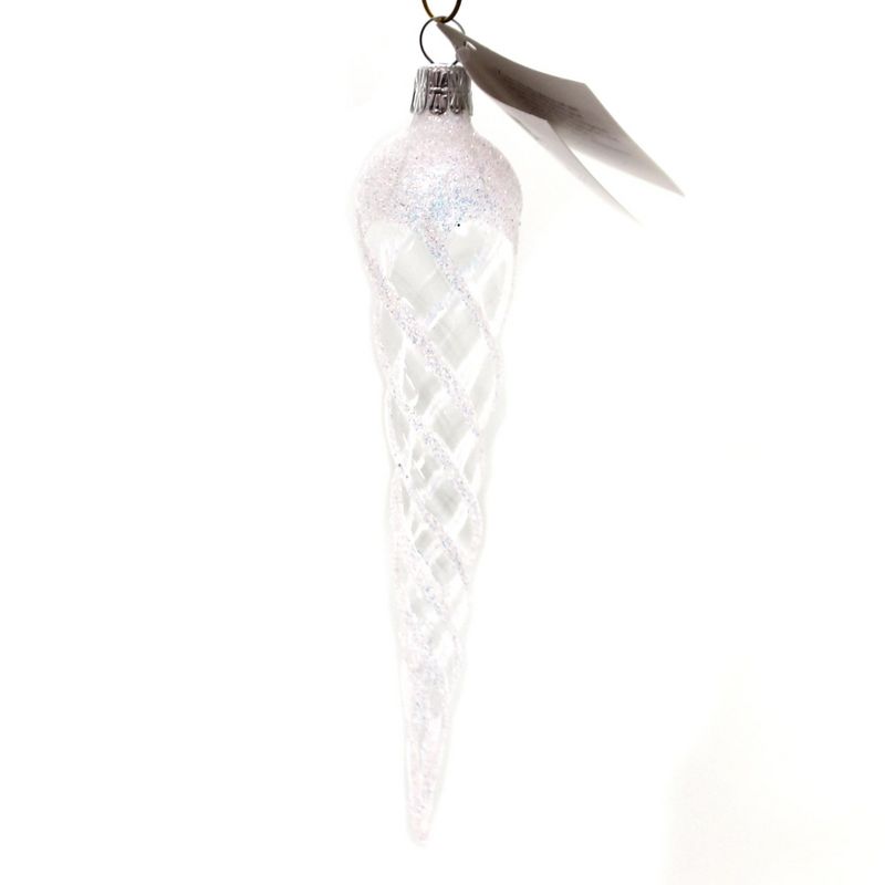 Golden Bell Collection 5.25" White Glittered Icicle Ornament Christmas Winter  -  Tree Ornaments