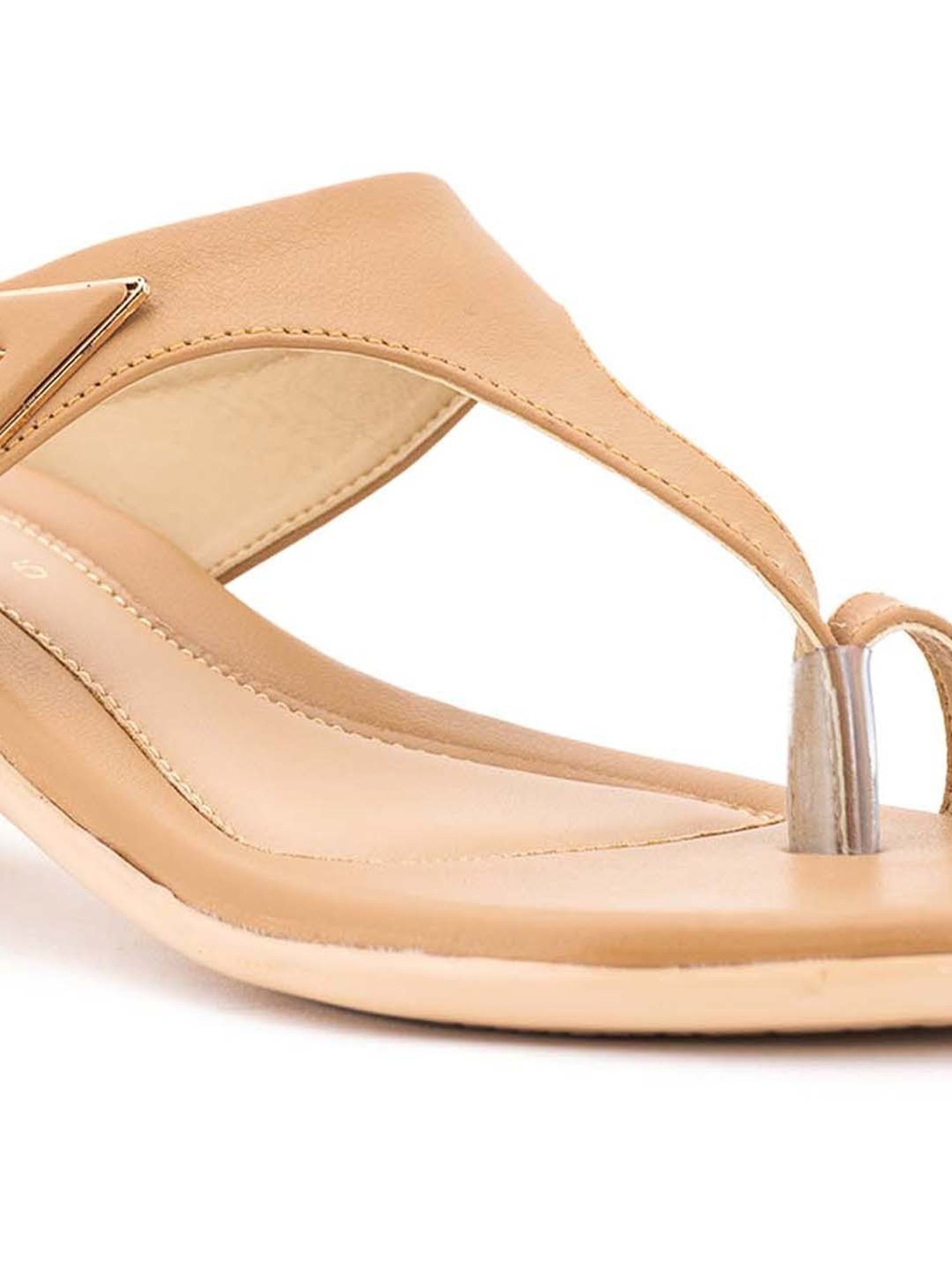 Khadim's Women's Beige Toe Ring Sandals