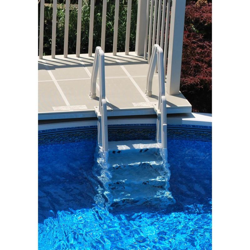 Vinyl Works Deluxe Adjustable 24-Inch Wide In-Pool Step Ladder Entry System for 46 to 60 Inch High Above Ground Swimming Pools with Non-Slip Steps