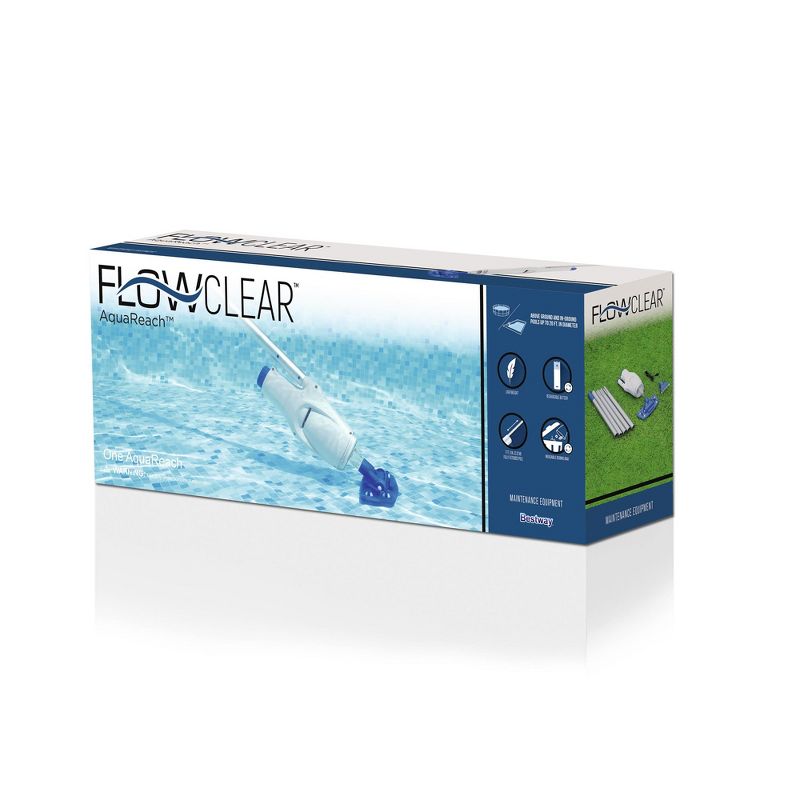 Bestway 58624E AquaReach Rechargeable Lithium Battery Swimming Pool Maintenance Vacuum Cleaner with Interchangeable Heads, 7 Foot Pole and Filter Bag