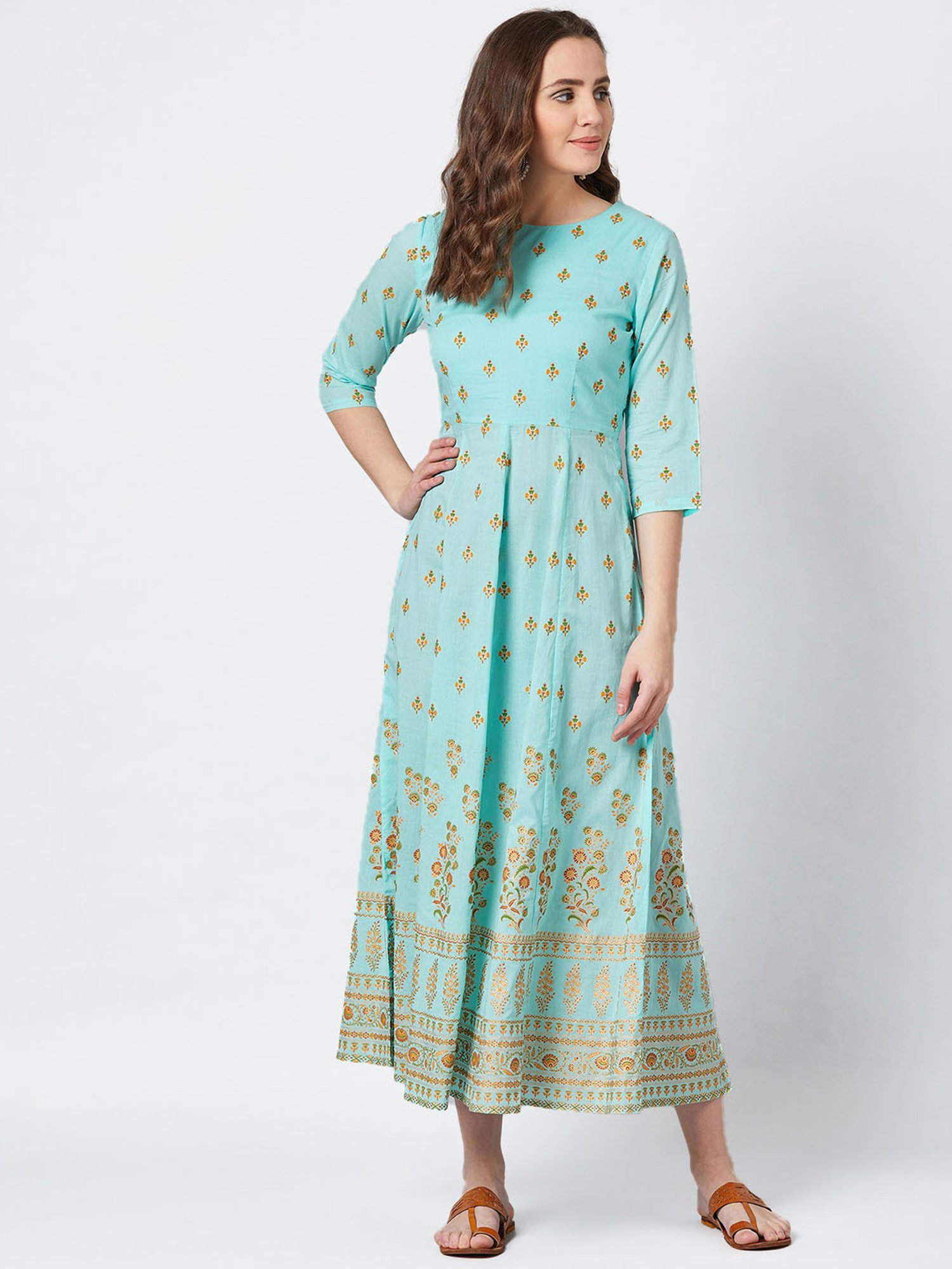 PANIT Blue Printed Anarkali Kurta