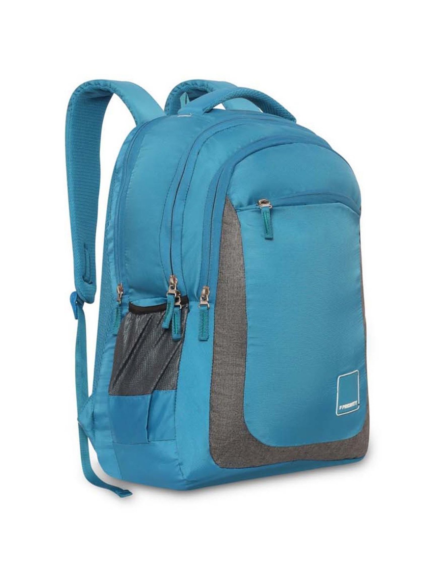 Priority Genius Sky Blue & Grey Polyester Solid Backpack - 29.44 Ltrs