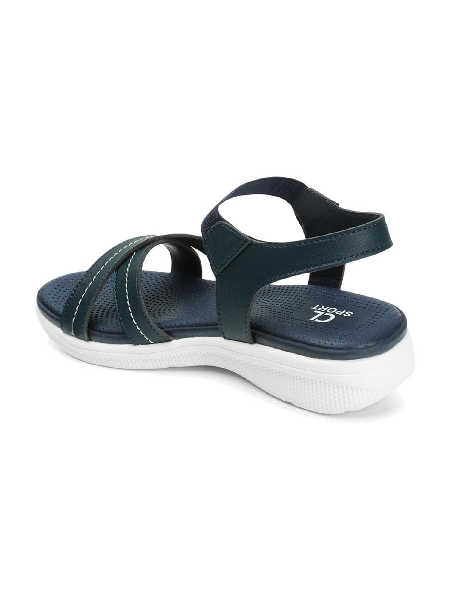 CL Sports by Carlton London Women's Navy Ankle Strap Wedges